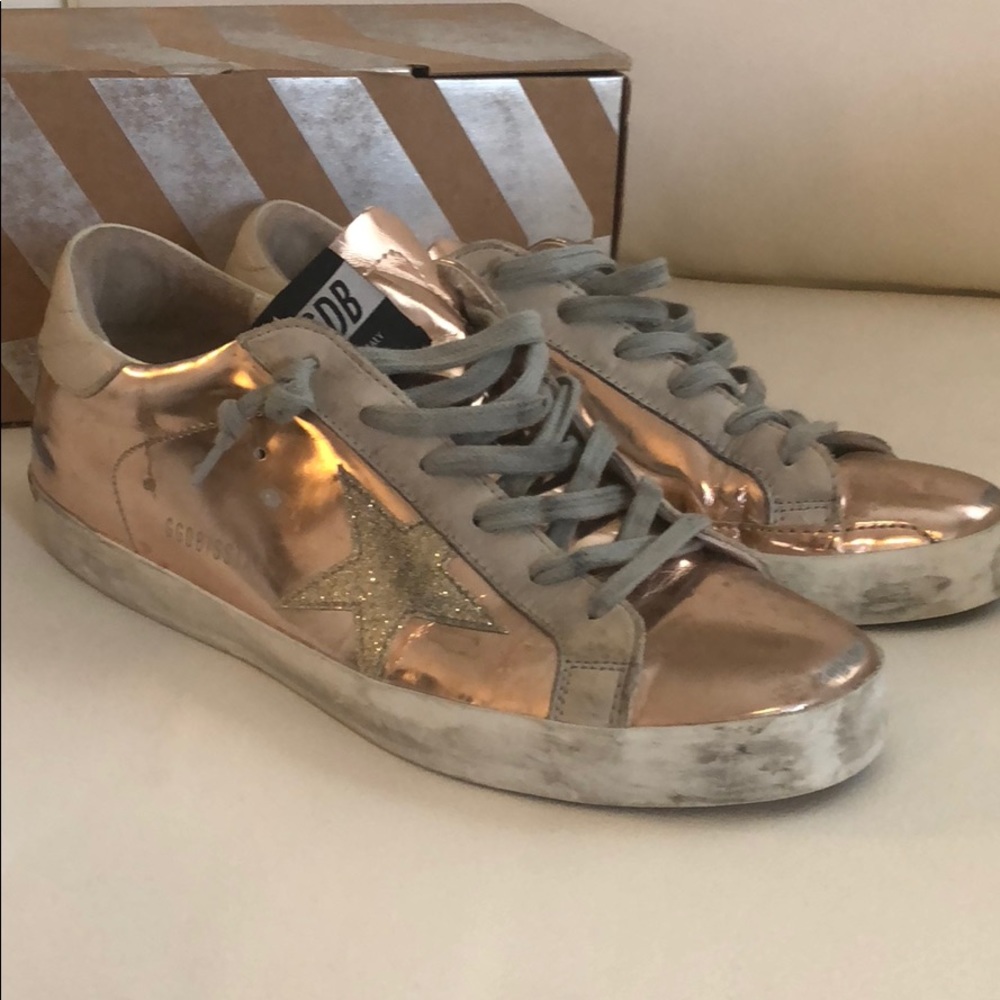 Rose gold golden goose sneakers with box